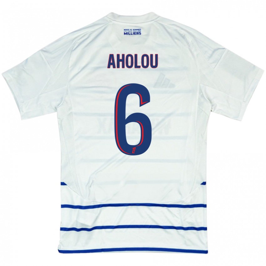 Niño Camiseta Jean-Eudes Aholou #6 Blanco Azul 2ª Equipación 2024/25 La Camisa Argentina