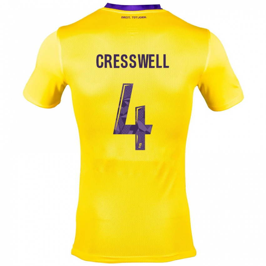 Niño Camiseta Charlie Cresswell #4 Amarillo Morado 2ª Equipación 2024/25 La Camisa Argentina