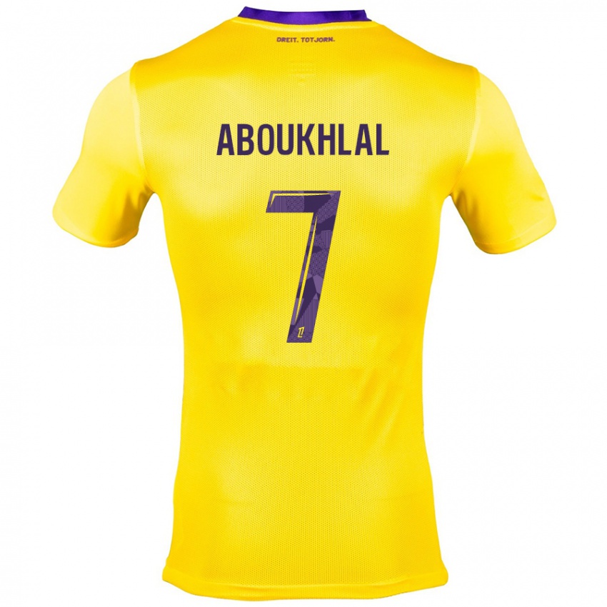 Niño Camiseta Zakaria Aboukhlal #7 Amarillo Morado 2ª Equipación 2024/25 La Camisa Argentina