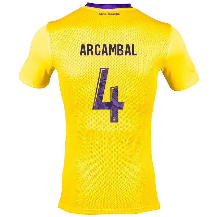 Niño Camiseta Anais Arcambal #4 Amarillo Morado 2ª Equipación 2024/25 La Camisa Argentina