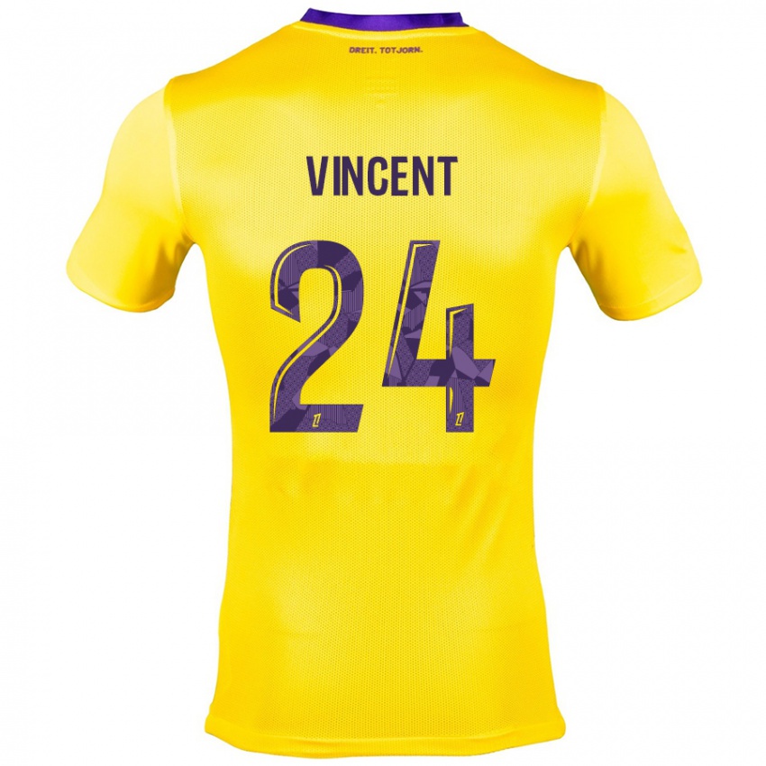 Niño Camiseta Magalie Vincent #24 Amarillo Morado 2ª Equipación 2024/25 La Camisa Argentina