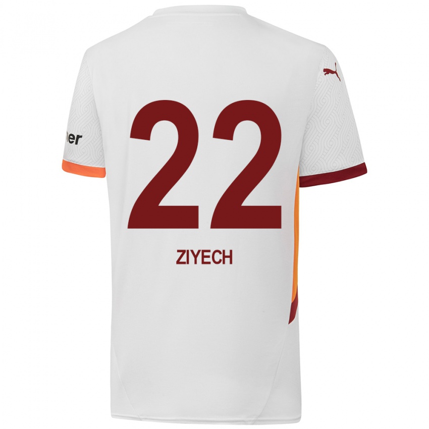 Niño Camiseta Hakim Ziyech #22 Blanco Amarillo Rojo 2ª Equipación 2024/25 La Camisa Argentina