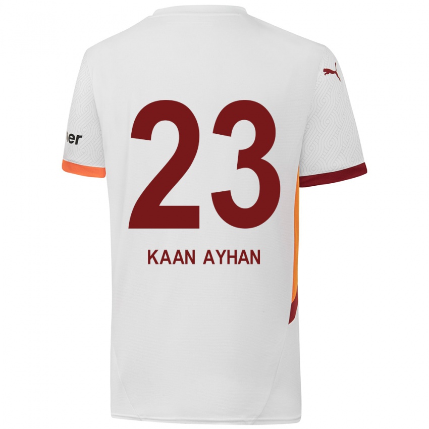 Niño Camiseta Kaan Ayhan #23 Blanco Amarillo Rojo 2ª Equipación 2024/25 La Camisa Argentina