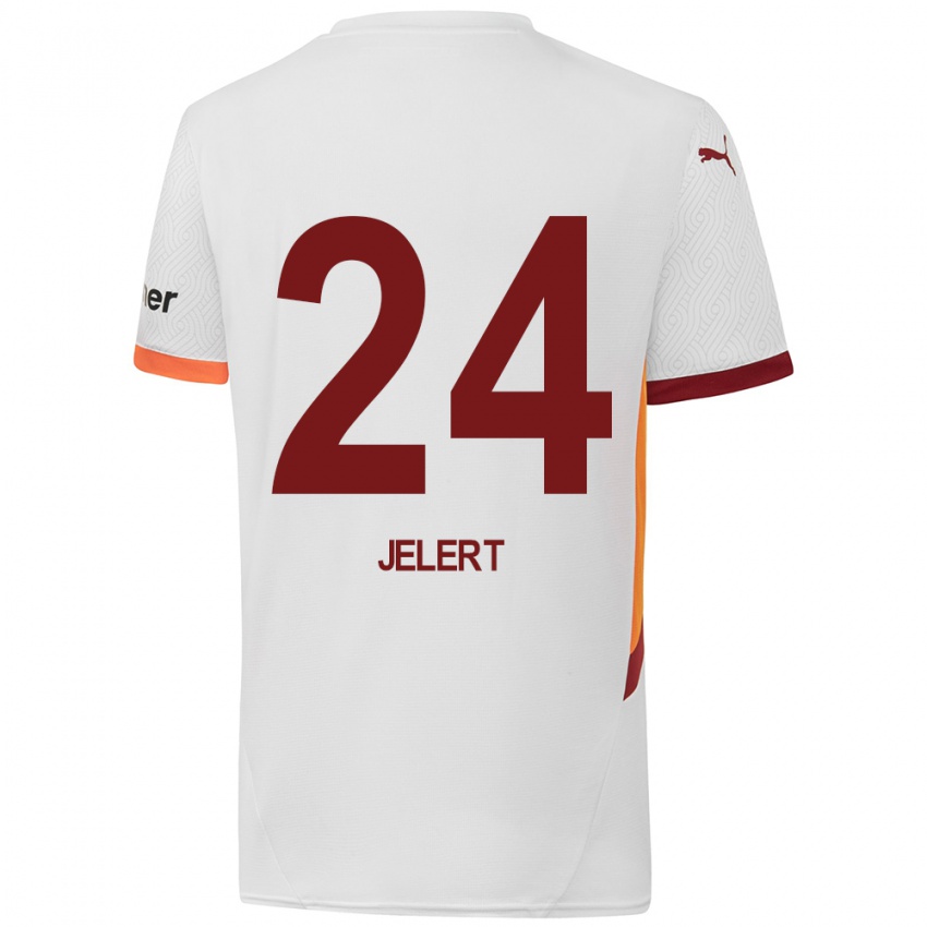 Niño Camiseta Elias Jelert #24 Blanco Amarillo Rojo 2ª Equipación 2024/25 La Camisa Argentina