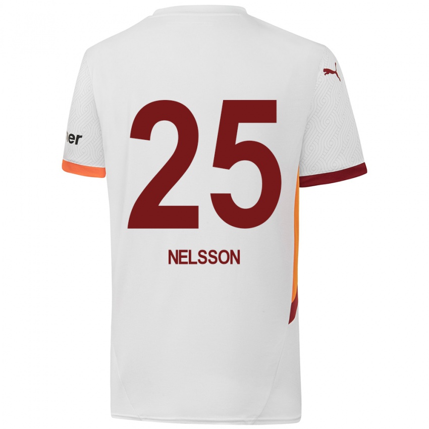 Niño Camiseta Victor Nelsson #25 Blanco Amarillo Rojo 2ª Equipación 2024/25 La Camisa Argentina