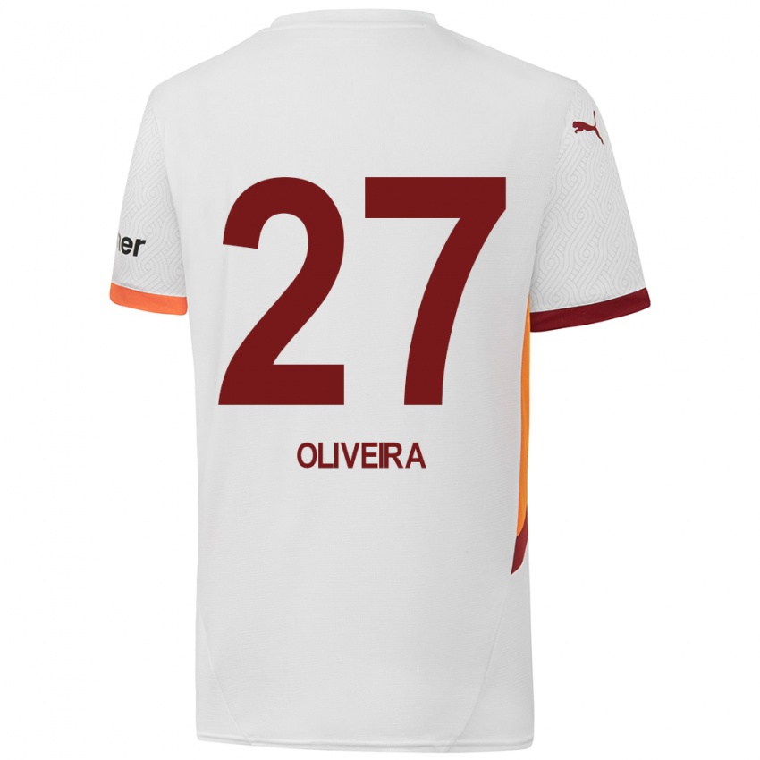 Niño Camiseta Sergio Oliveira #27 Blanco Amarillo Rojo 2ª Equipación 2024/25 La Camisa Argentina