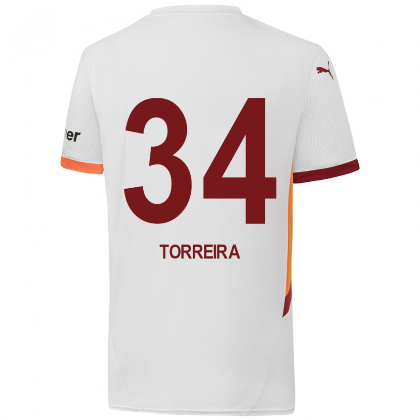 Niño Camiseta Lucas Torreira #34 Blanco Amarillo Rojo 2ª Equipación 2024/25 La Camisa Argentina