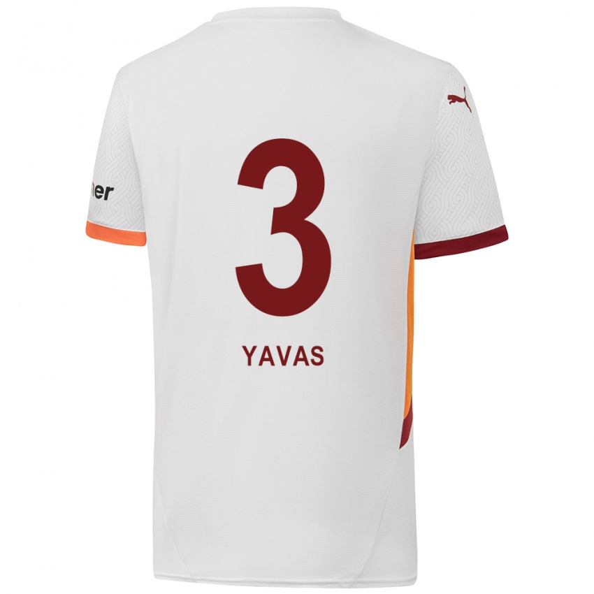 Niño Camiseta Arda Yavas #3 Blanco Amarillo Rojo 2ª Equipación 2024/25 La Camisa Argentina