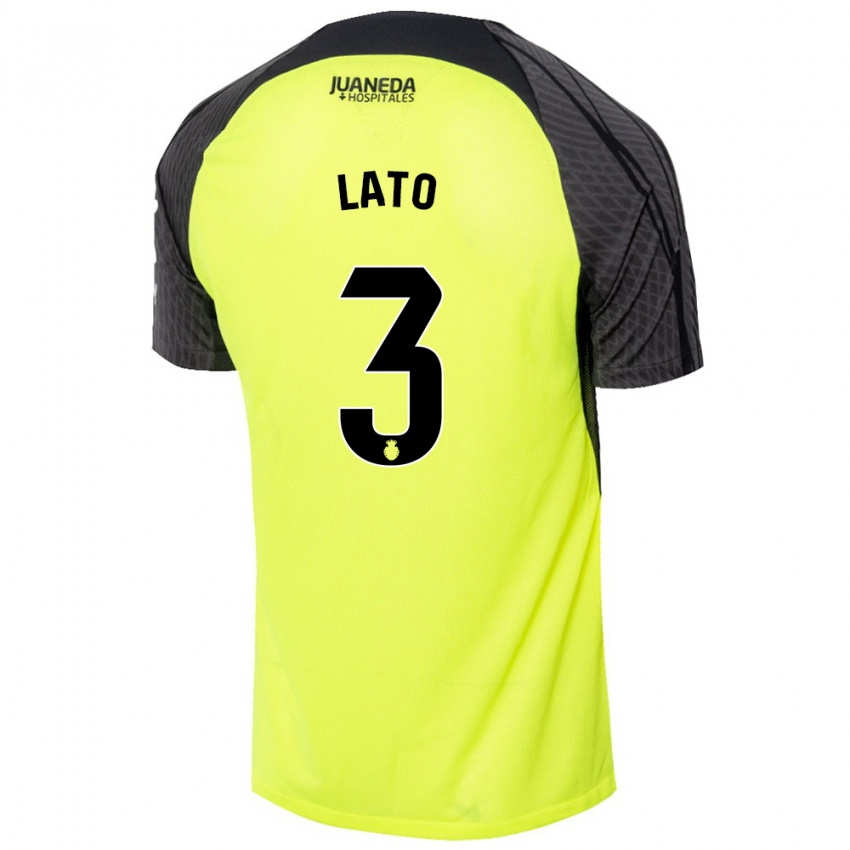 Niño Camiseta Toni Lato #3 Verde Fluorescente Negro 2ª Equipación 2024/25 La Camisa Argentina