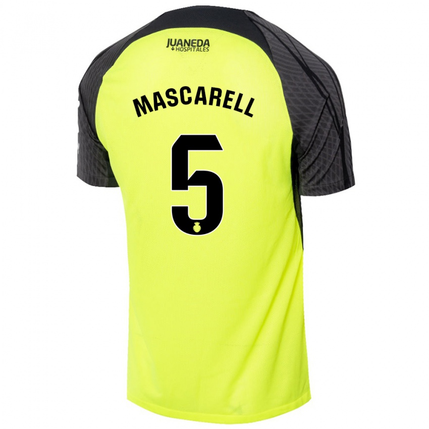 Niño Camiseta Omar Mascarell #5 Verde Fluorescente Negro 2ª Equipación 2024/25 La Camisa Argentina