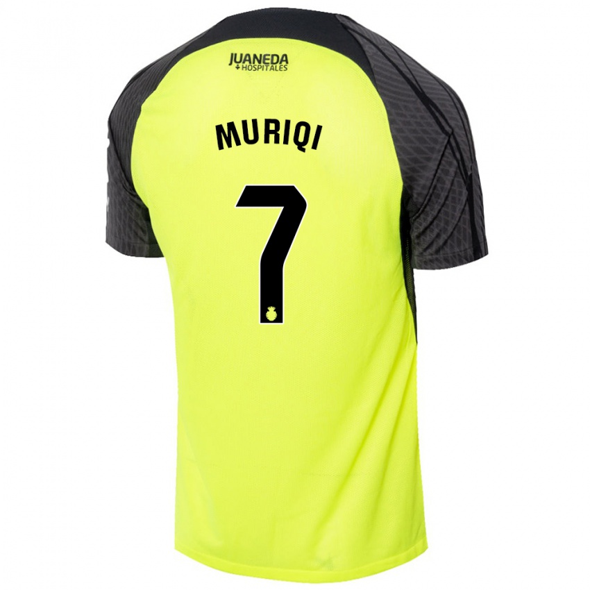 Niño Camiseta Vedat Muriqi #7 Verde Fluorescente Negro 2ª Equipación 2024/25 La Camisa Argentina