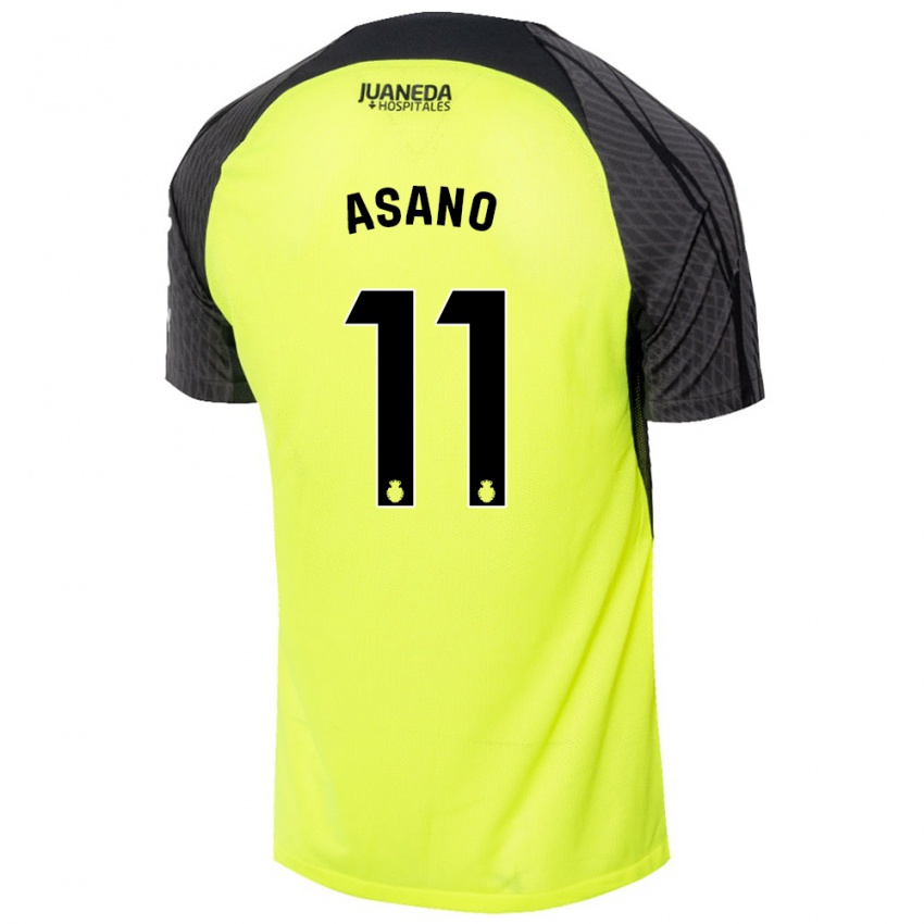 Niño Camiseta Takuma Asano #11 Verde Fluorescente Negro 2ª Equipación 2024/25 La Camisa Argentina