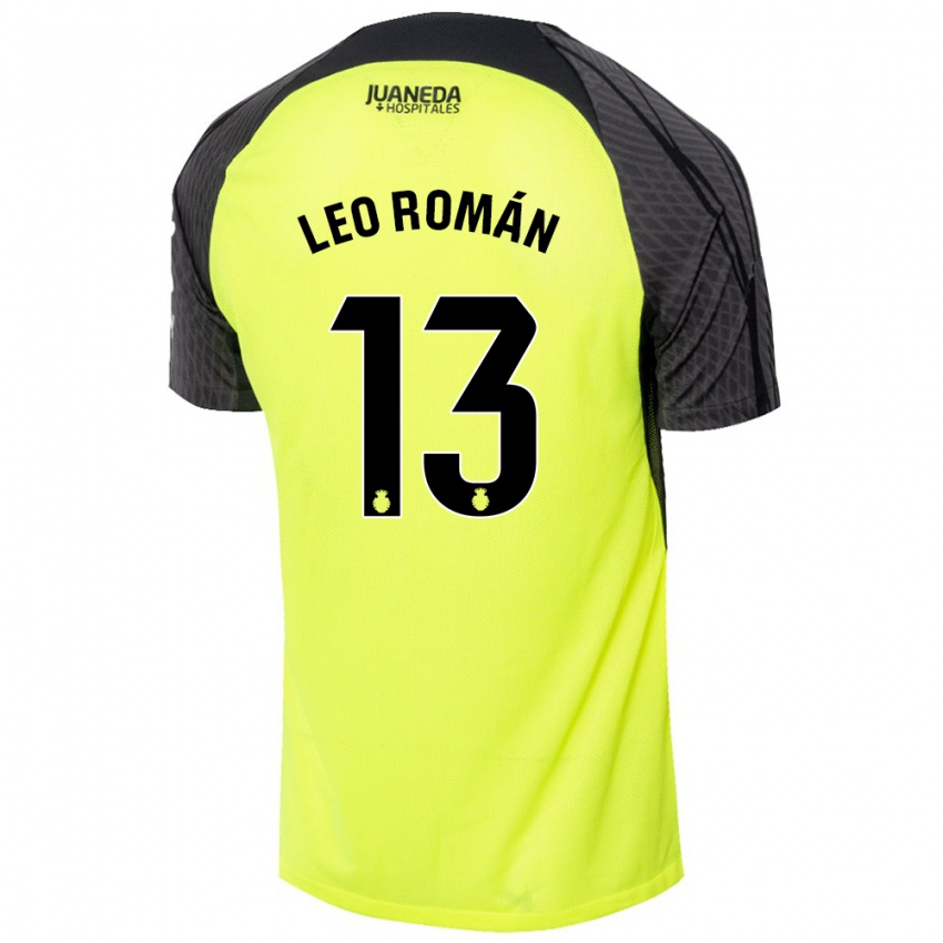 Niño Camiseta Leo Román #13 Verde Fluorescente Negro 2ª Equipación 2024/25 La Camisa Argentina