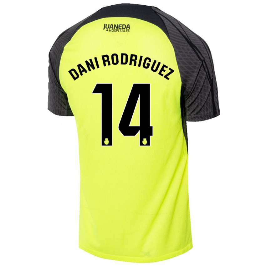 Niño Camiseta Dani Rodríguez #14 Verde Fluorescente Negro 2ª Equipación 2024/25 La Camisa Argentina