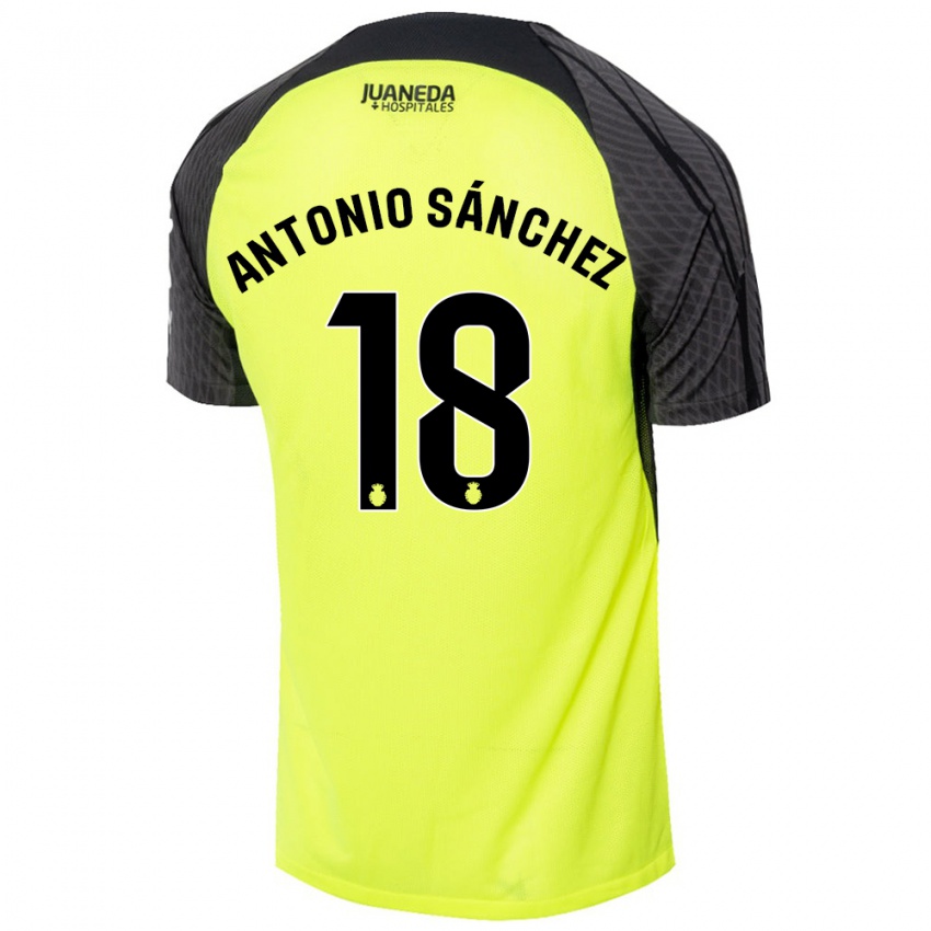 Niño Camiseta Antonio Sánchez #18 Verde Fluorescente Negro 2ª Equipación 2024/25 La Camisa Argentina