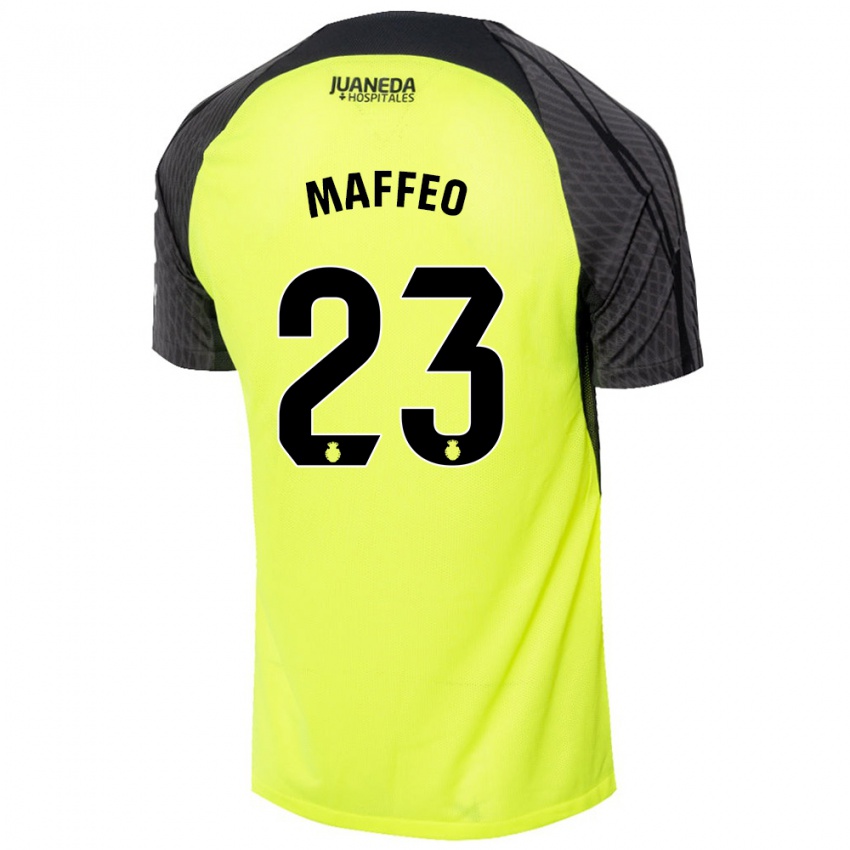 Niño Camiseta Pablo Maffeo #23 Verde Fluorescente Negro 2ª Equipación 2024/25 La Camisa Argentina