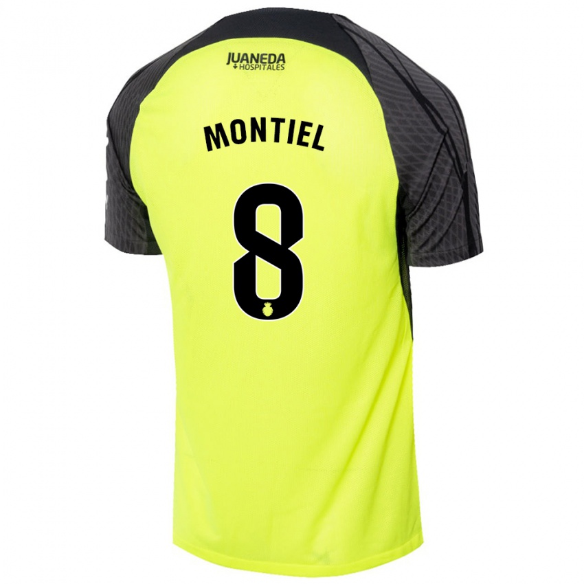 Niño Camiseta Luis Montiel #8 Verde Fluorescente Negro 2ª Equipación 2024/25 La Camisa Argentina