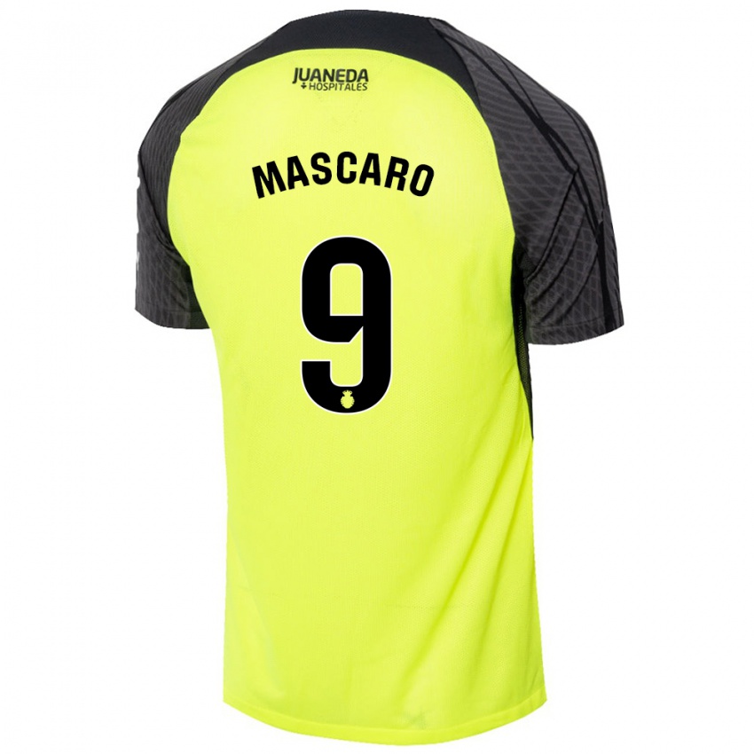 Niño Camiseta Pau Mascaró #9 Verde Fluorescente Negro 2ª Equipación 2024/25 La Camisa Argentina