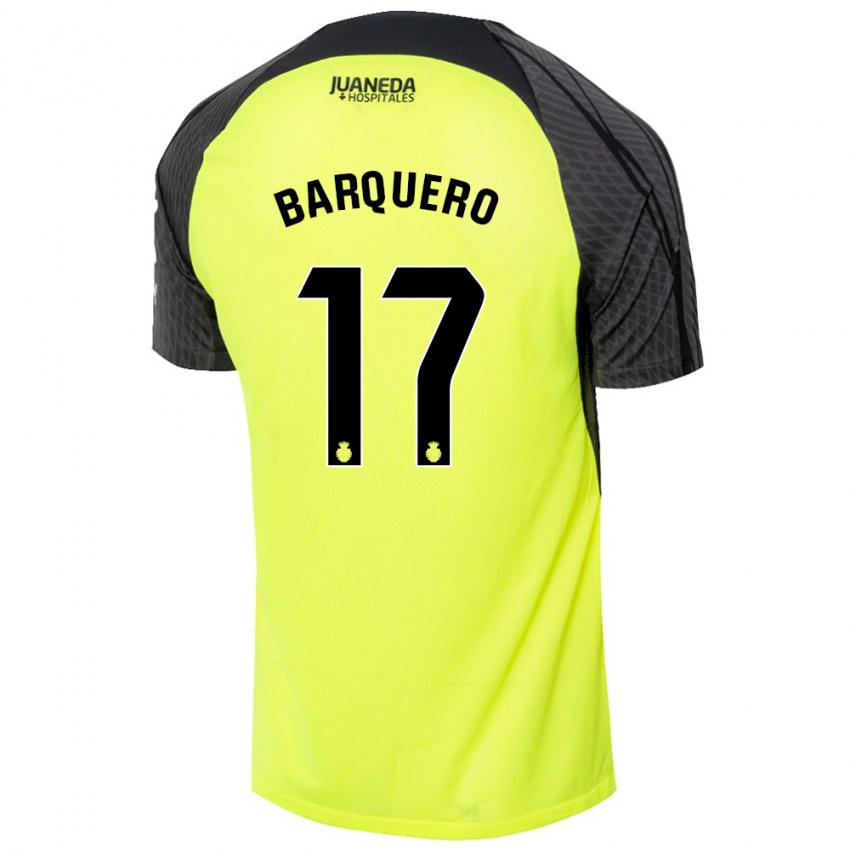 Niño Camiseta Adrián Barquero #17 Verde Fluorescente Negro 2ª Equipación 2024/25 La Camisa Argentina