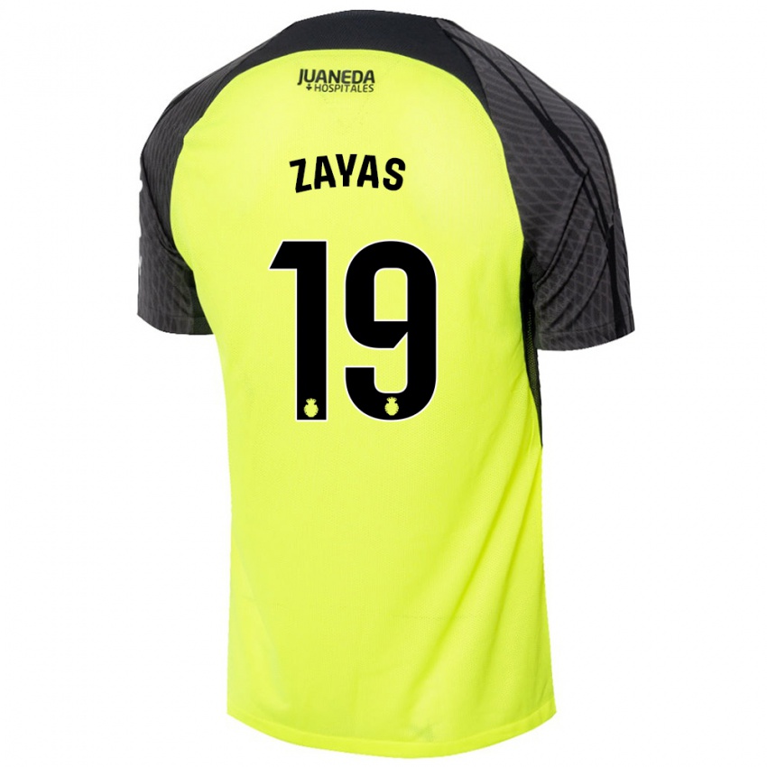 Niño Camiseta Yosmel Zayas #19 Verde Fluorescente Negro 2ª Equipación 2024/25 La Camisa Argentina