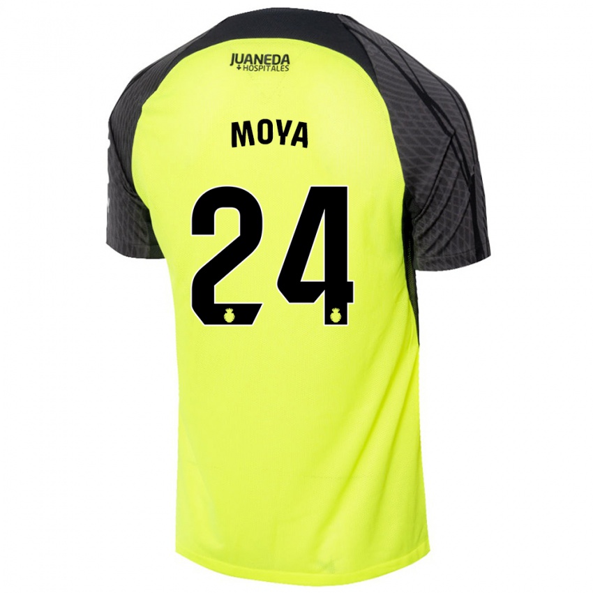 Niño Camiseta Pablo Moyá #24 Verde Fluorescente Negro 2ª Equipación 2024/25 La Camisa Argentina