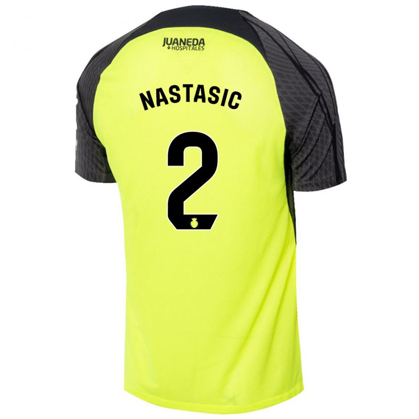 Niño Camiseta Matija Nastasic #2 Verde Fluorescente Negro 2ª Equipación 2024/25 La Camisa Argentina