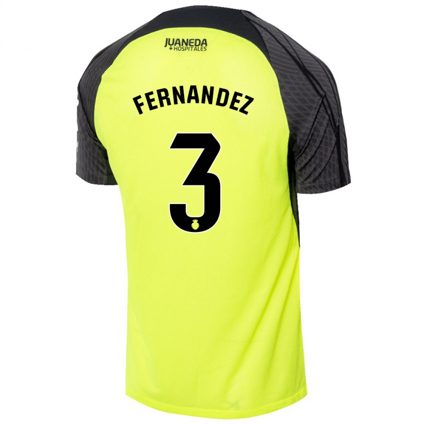 Niño Camiseta Marcos Fernández #3 Verde Fluorescente Negro 2ª Equipación 2024/25 La Camisa Argentina