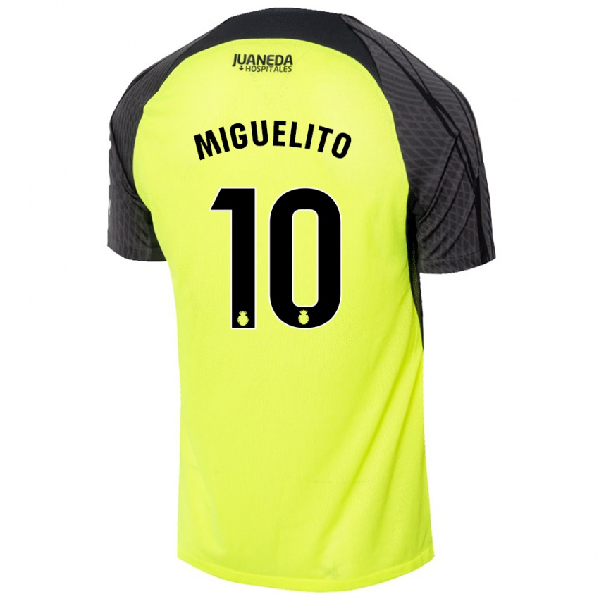 Niño Camiseta Miguelito #10 Verde Fluorescente Negro 2ª Equipación 2024/25 La Camisa Argentina