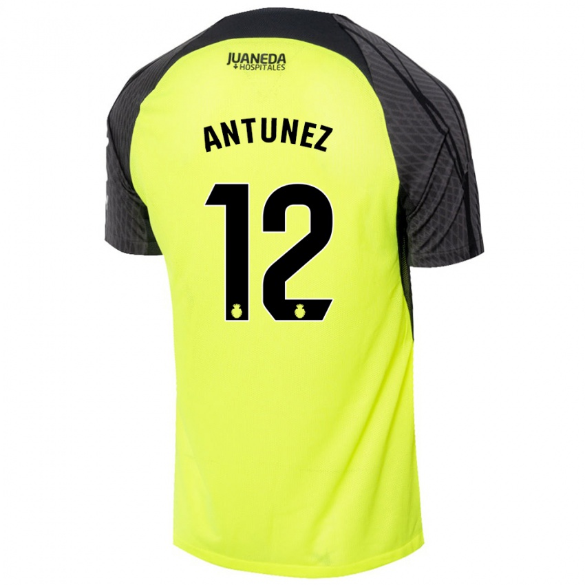 Niño Camiseta Yahir Antúnez #12 Verde Fluorescente Negro 2ª Equipación 2024/25 La Camisa Argentina