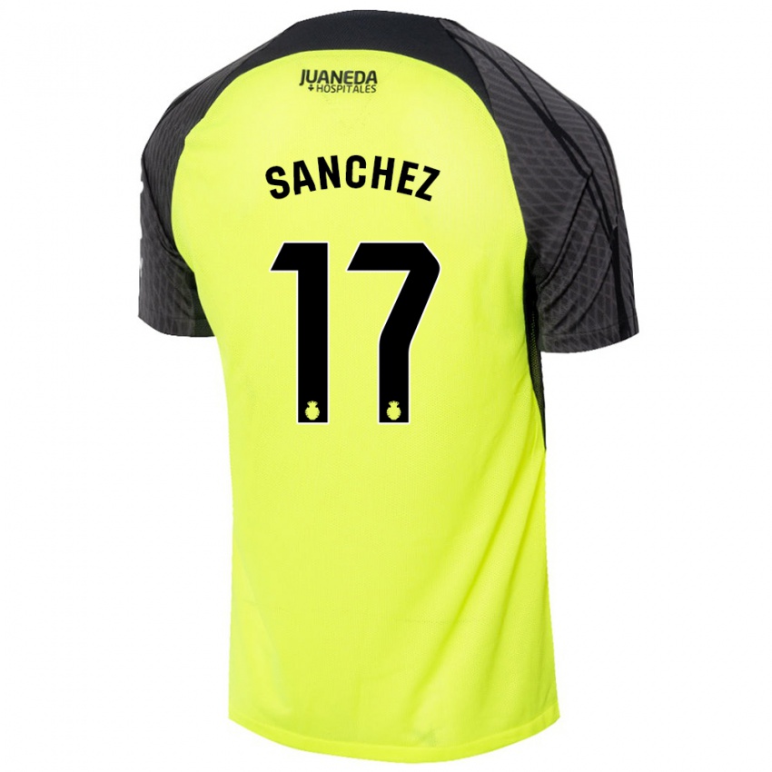 Niño Camiseta Avelino Sánchez #17 Verde Fluorescente Negro 2ª Equipación 2024/25 La Camisa Argentina