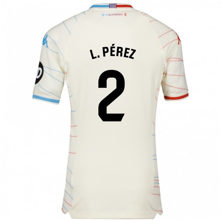 Niño Camiseta Luis Pérez #2 Blanco Rojo Azul 2ª Equipación 2024/25 La Camisa Argentina