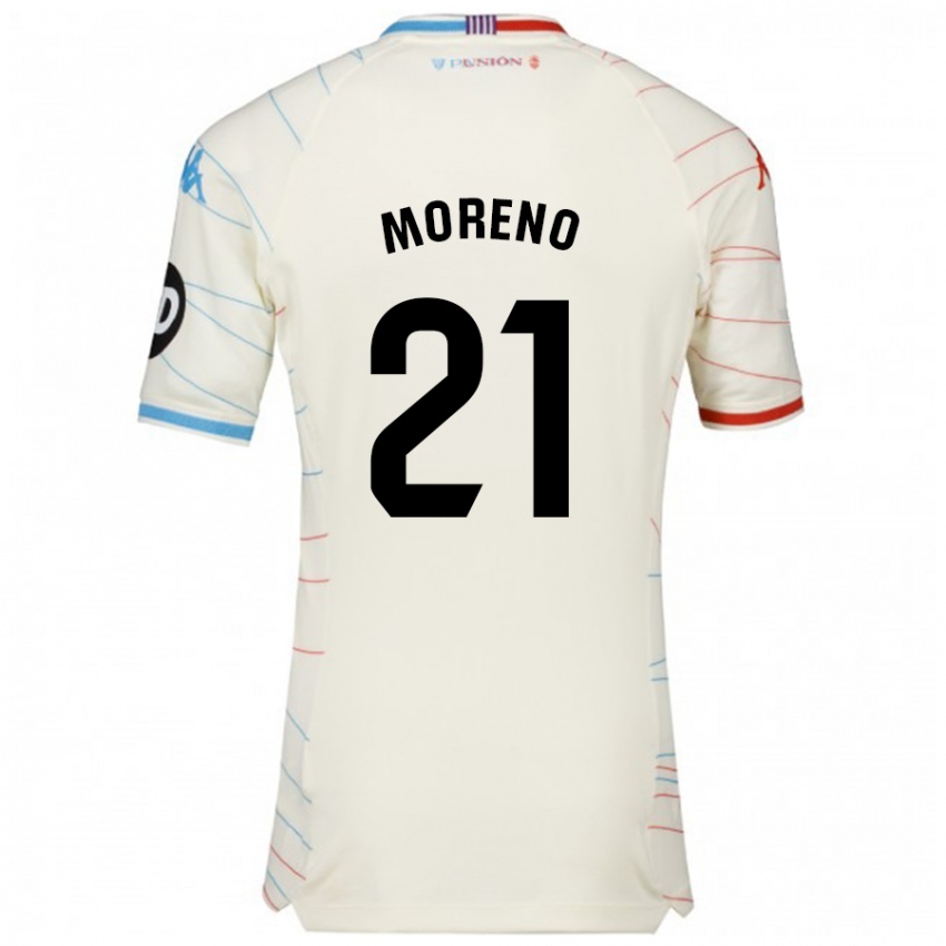 Niño Camiseta Xavi Moreno #21 Blanco Rojo Azul 2ª Equipación 2024/25 La Camisa Argentina