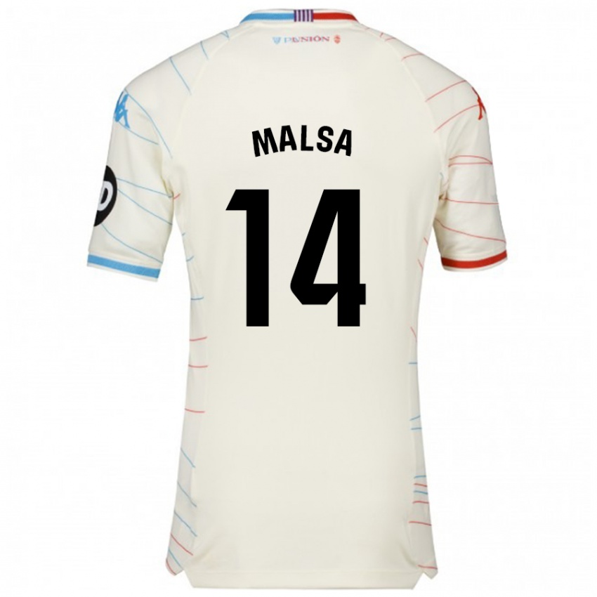 Niño Camiseta Mickaël Malsa #14 Blanco Rojo Azul 2ª Equipación 2024/25 La Camisa Argentina