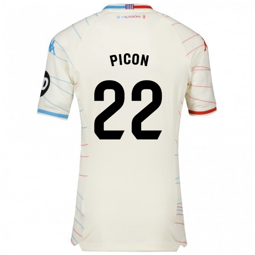 Niño Camiseta Pablo Picón #22 Blanco Rojo Azul 2ª Equipación 2024/25 La Camisa Argentina