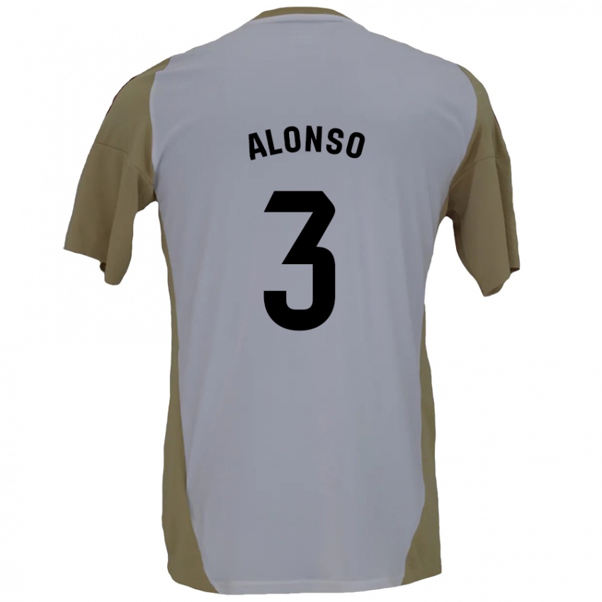 Niño Camiseta Julio Alonso #3 Marrón Blanco 2ª Equipación 2024/25 La Camisa Argentina