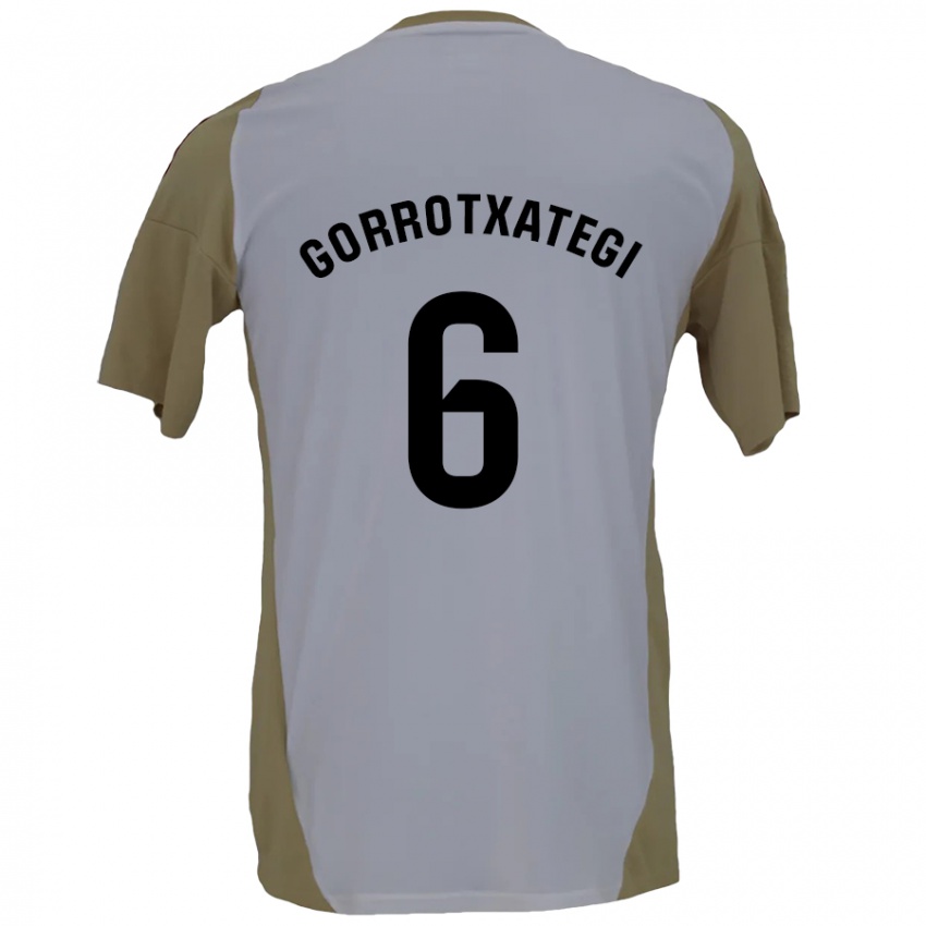 Niño Camiseta Jon Gorrotxategi #6 Marrón Blanco 2ª Equipación 2024/25 La Camisa Argentina