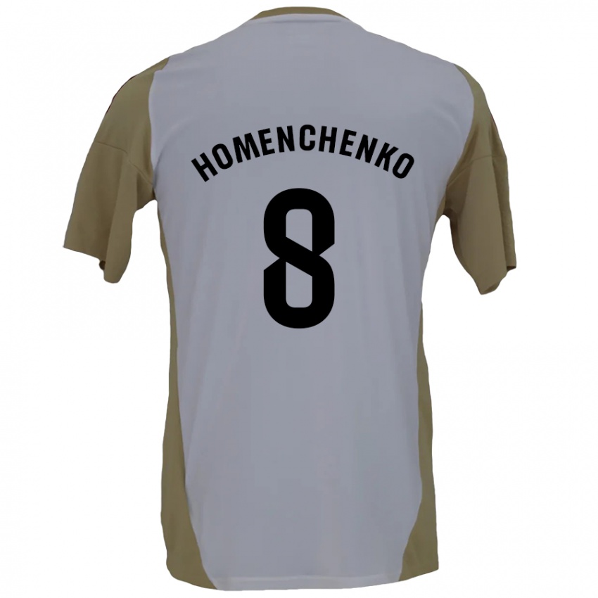 Niño Camiseta Santiago Homenchenko #8 Marrón Blanco 2ª Equipación 2024/25 La Camisa Argentina