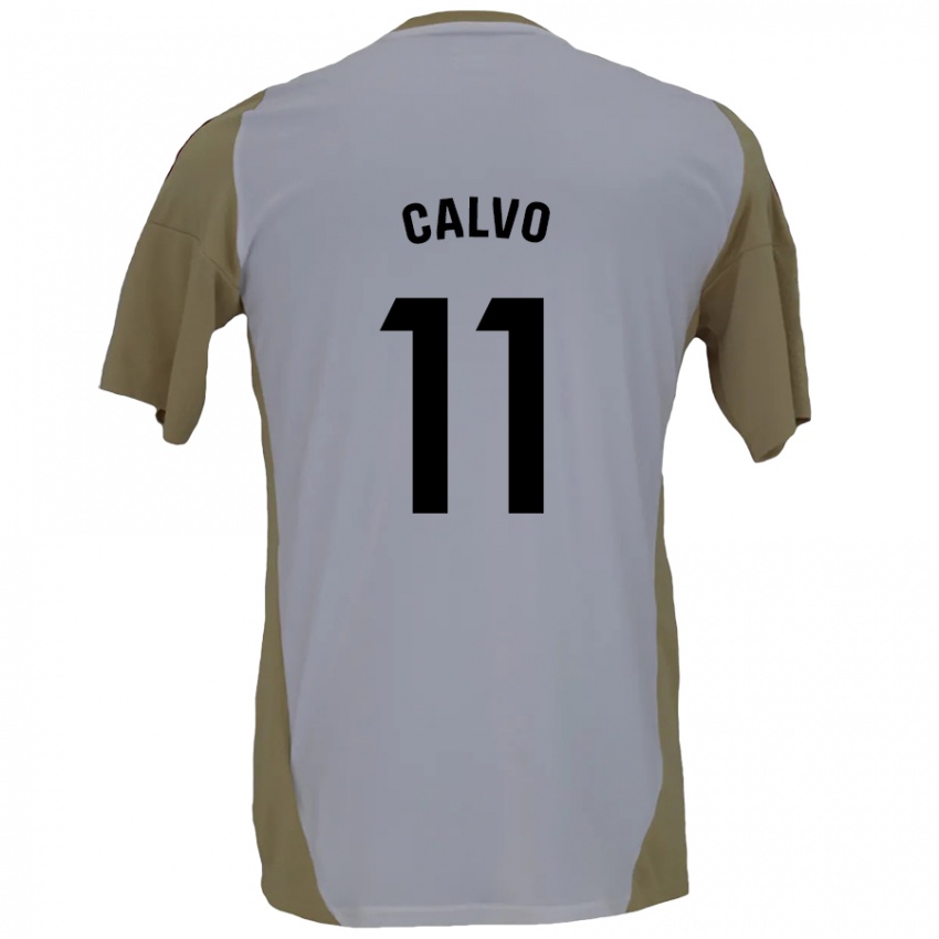 Niño Camiseta Álex Calvo #11 Marrón Blanco 2ª Equipación 2024/25 La Camisa Argentina