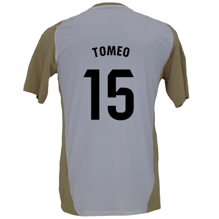 Niño Camiseta Pablo Tomeo #15 Marrón Blanco 2ª Equipación 2024/25 La Camisa Argentina