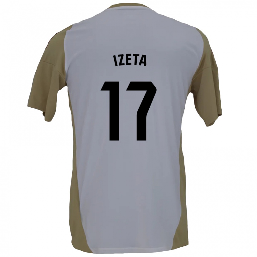 Niño Camiseta Urko Izeta #17 Marrón Blanco 2ª Equipación 2024/25 La Camisa Argentina