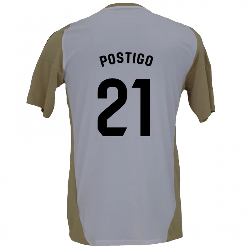 Niño Camiseta Sergio Postigo #21 Marrón Blanco 2ª Equipación 2024/25 La Camisa Argentina