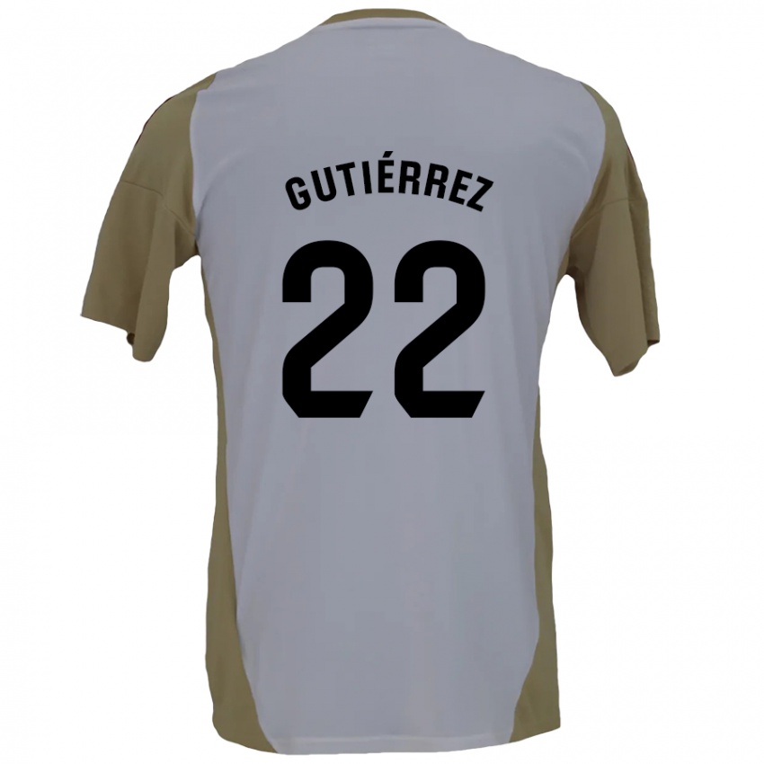 Niño Camiseta Juan Gutiérrez #22 Marrón Blanco 2ª Equipación 2024/25 La Camisa Argentina