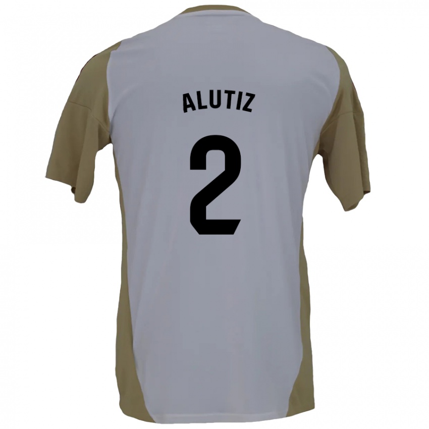 Niño Camiseta Hodei Alutiz #2 Marrón Blanco 2ª Equipación 2024/25 La Camisa Argentina