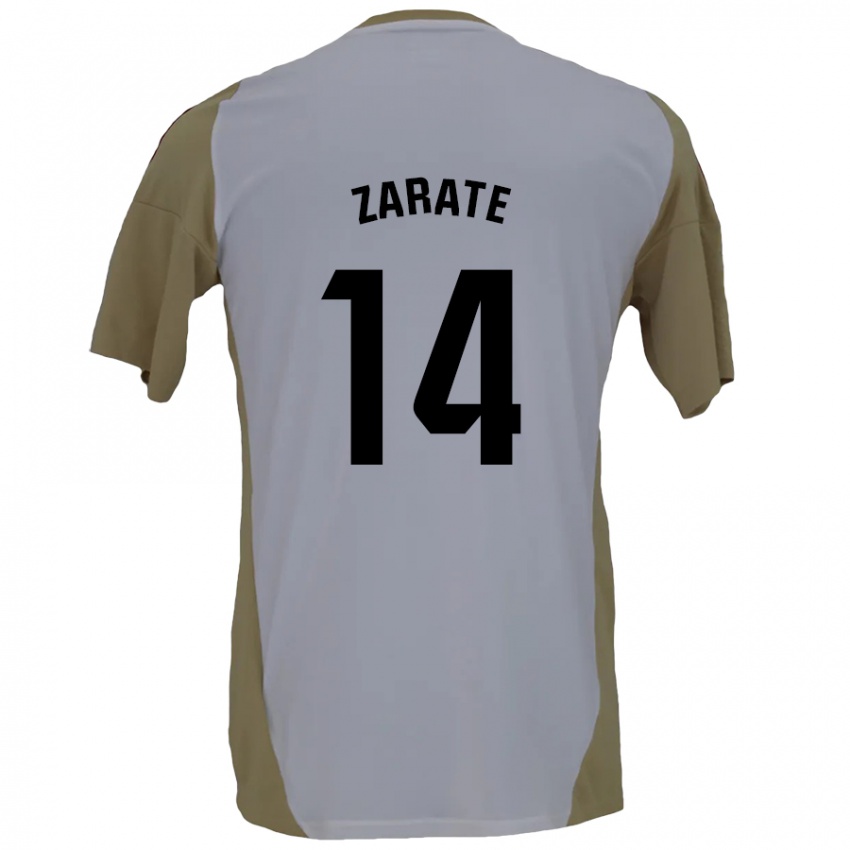 Niño Camiseta Hugo Zárate #14 Marrón Blanco 2ª Equipación 2024/25 La Camisa Argentina