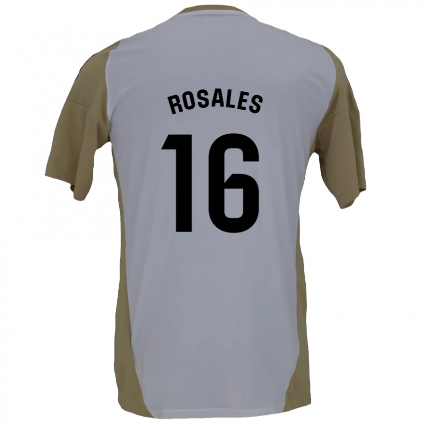 Niño Camiseta Diego Rosales #16 Marrón Blanco 2ª Equipación 2024/25 La Camisa Argentina