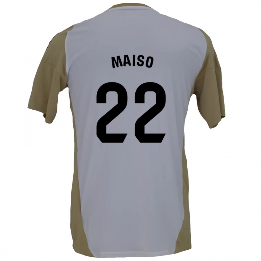 Niño Camiseta Álvaro Maiso #22 Marrón Blanco 2ª Equipación 2024/25 La Camisa Argentina