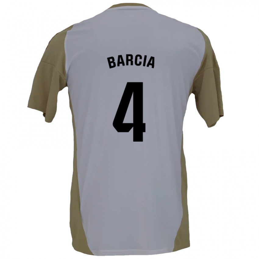 Niño Camiseta Sergio Barcia #4 Marrón Blanco 2ª Equipación 2024/25 La Camisa Argentina