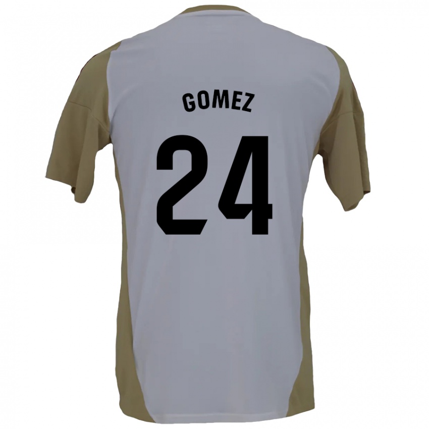 Niño Camiseta Jonathan Gómez #24 Marrón Blanco 2ª Equipación 2024/25 La Camisa Argentina