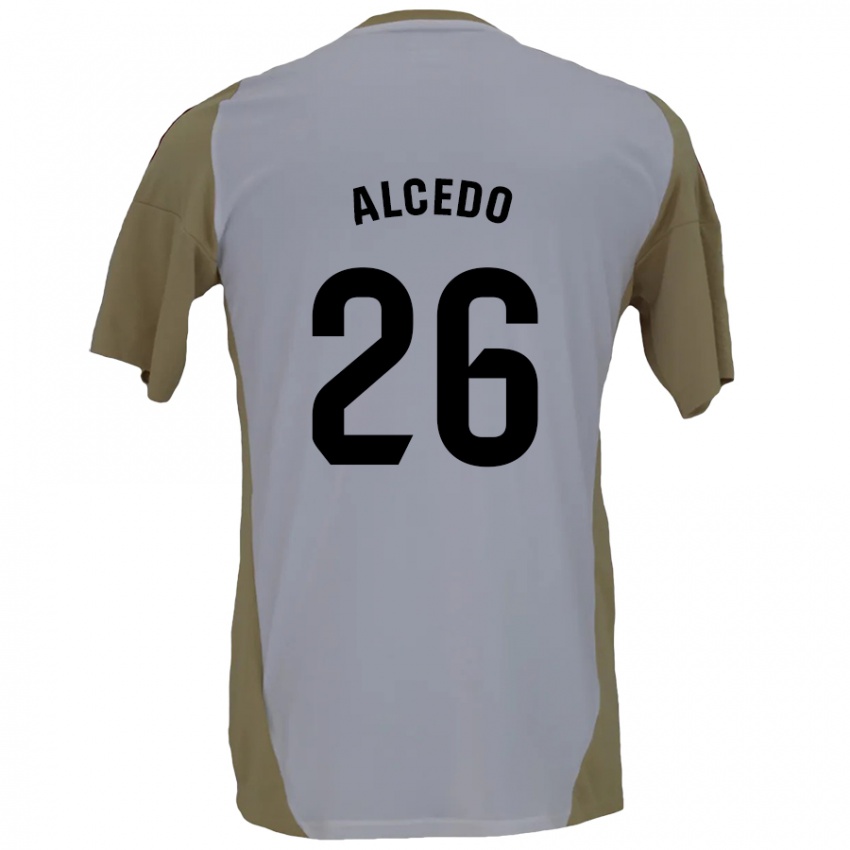 Niño Camiseta Juan María Alcedo #26 Marrón Blanco 2ª Equipación 2024/25 La Camisa Argentina