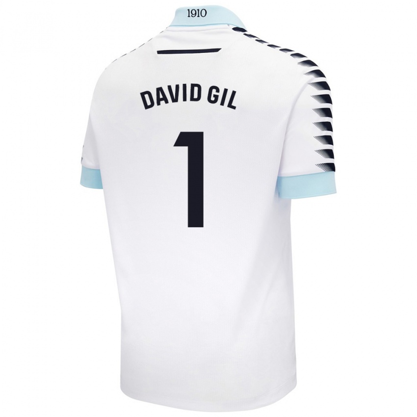 Niño Camiseta David Gil #1 Blanco Azul 2ª Equipación 2024/25 La Camisa Argentina